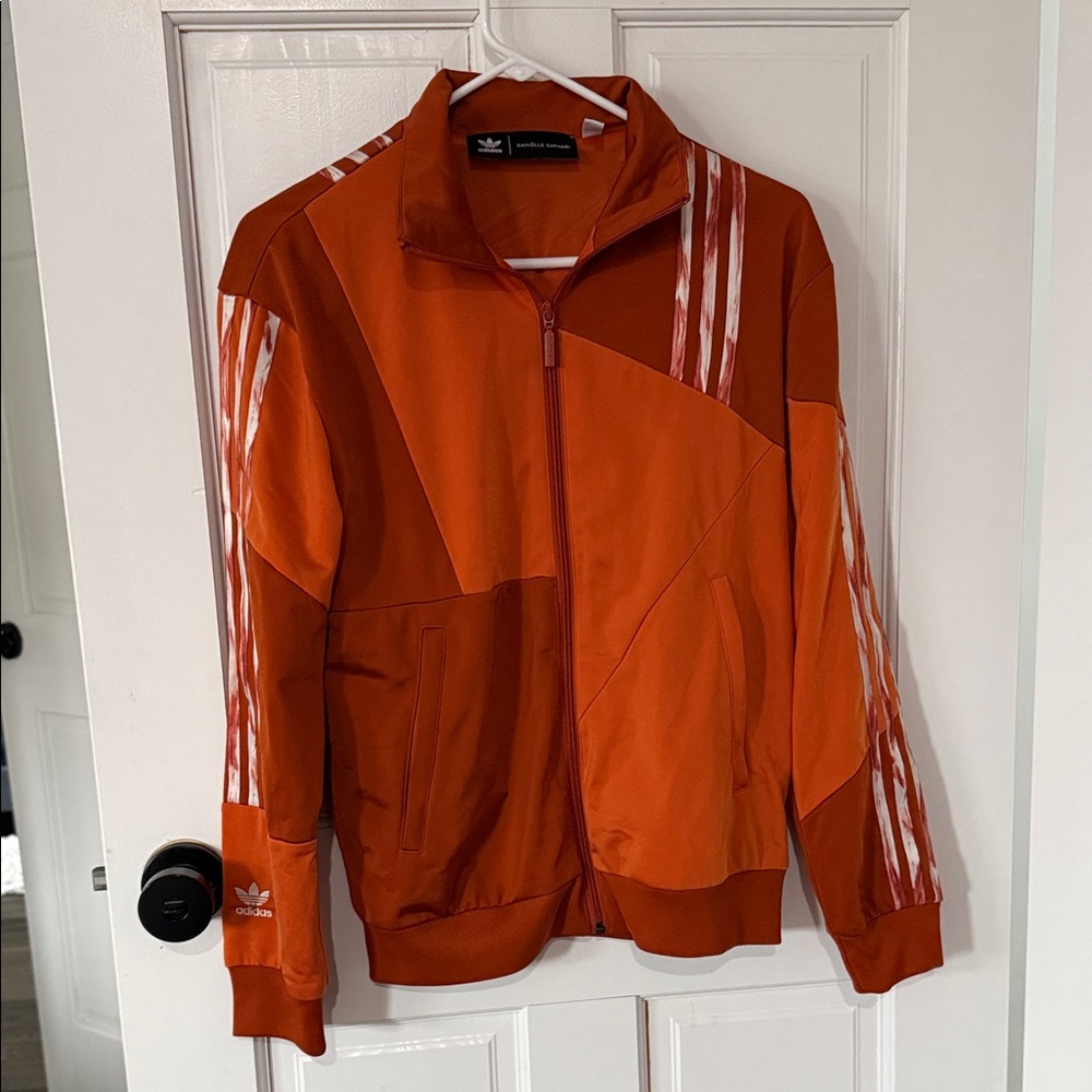 adidas Orange and White Paneled Track Jacket